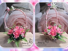 Мини-корзиночка с розовыми орхидеями
