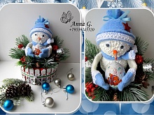 Новогодний тортик "Снеговичок"(синий)